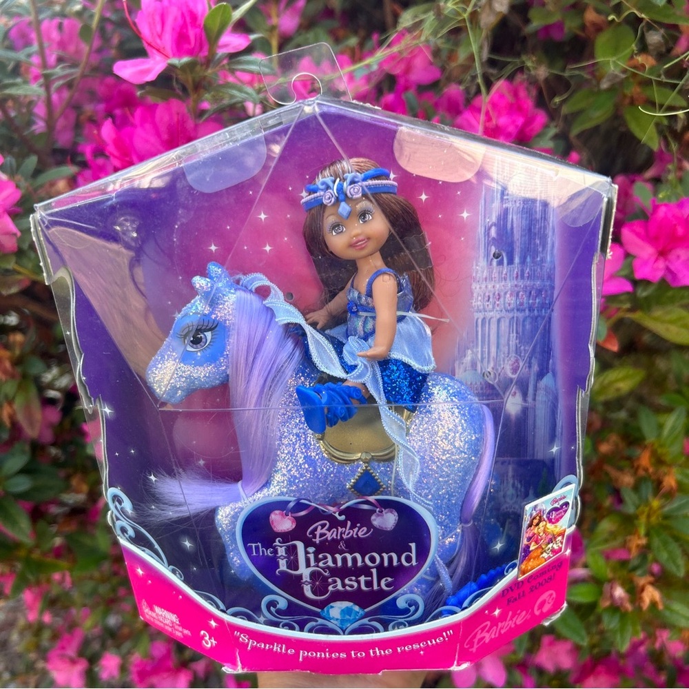 Rare Barbie Diamond Castle Kelly Doll with Colorful Unicorns